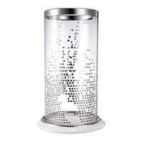 Gsy Decorative Candle Holder, Silver and White Patchwork, 12 Inch Glass - BM350226