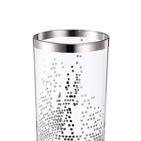 Gsy Decorative Candle Holder, Silver and White Patchwork, 12 Inch Glass - BM350226