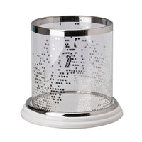 Gsy Decorative Candle Holder, Silver and White Patchwork, 10 Inch Glass - BM350227