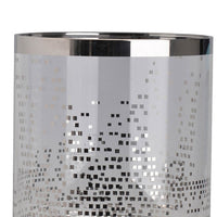 Gsy Decorative Candle Holder, Silver and White Patchwork, 10 Inch Glass - BM350227