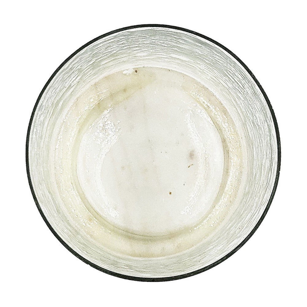 Candle Holder with Textured Glass Shade, White Coastal Stone Base, 8 Inch - BM350228