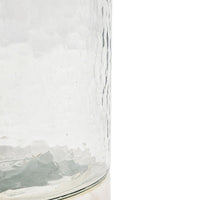 Candle Holder with Textured Glass Shade, White Coastal Stone Base, 8 Inch - BM350228