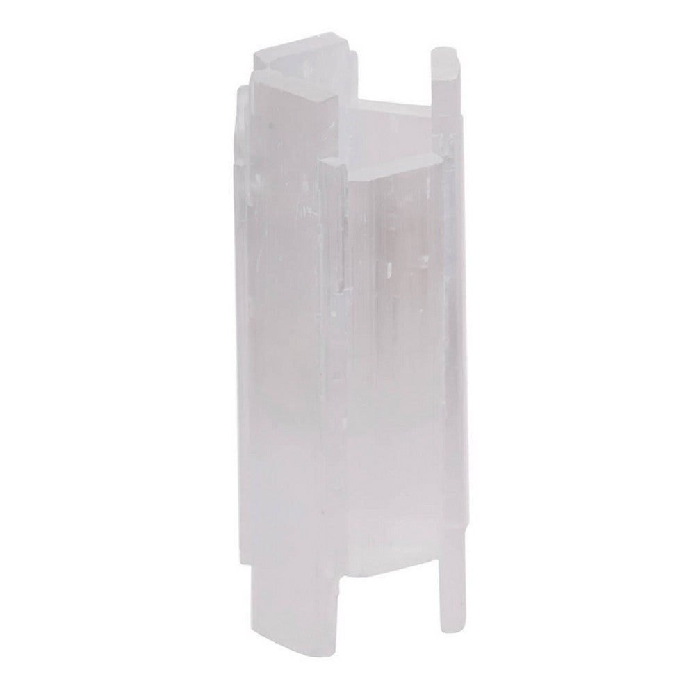 Decorative Candle Holder, Coastal White Selenite Stone, 8 Inch - BM350229