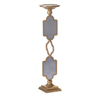 Candle Holders Set of 2, 17 Inch Gold Metal Frame, Mirrored Accent - BM350232