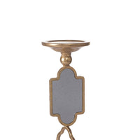 Candle Holders Set of 2, 17 Inch Gold Metal Frame, Mirrored Accent - BM350232