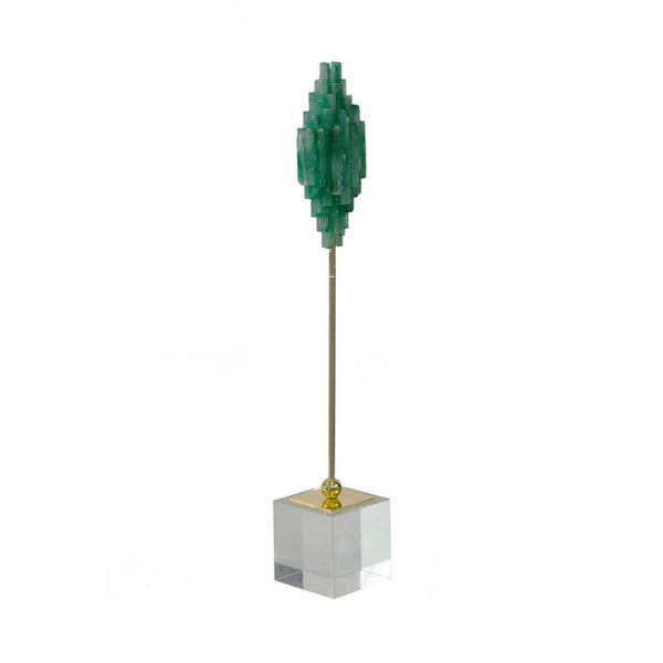 Decorative Sculpture, Clear Base, Green Marble Floating Jewel 19 Inch - BM350233