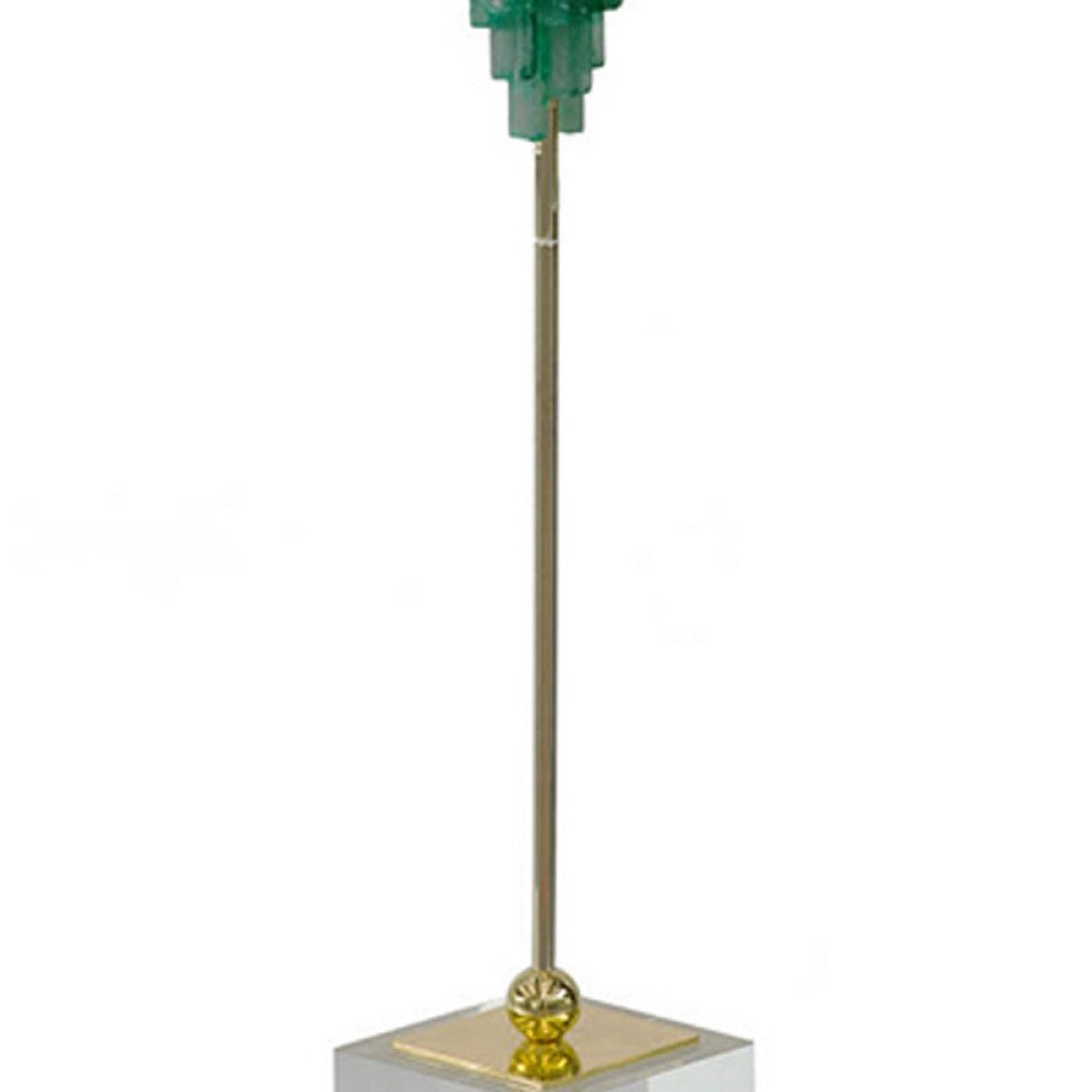 Decorative Sculpture, Clear Base, Green Marble Floating Jewel 19 Inch - BM350233