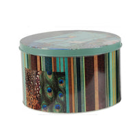 Yuva Decorative Box Set of 3, Animal Motifs and Stripes, Green Metal Tin - BM350239