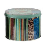 Yuva Decorative Box Set of 3, Animal Motifs and Stripes, Green Metal Tin - BM350239