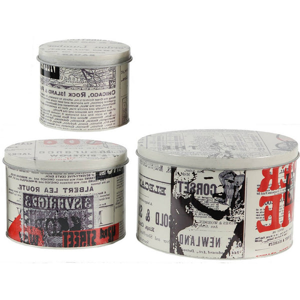 Yuva Decorative Box Set of 3, Vintage Advertisement, Red White Metal Tin - BM350240