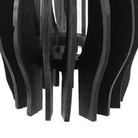 Decorative Lantern, Sculptural Shape and Leather Handle, Black Wood 16 Inch - BM350241