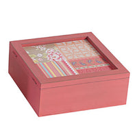 Decorative Storage Box Set of 2, Clear Top Square Pink Finish, Iron Hardware - BM350244