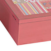 Decorative Storage Box Set of 2, Clear Top Square Pink Finish, Iron Hardware - BM350244