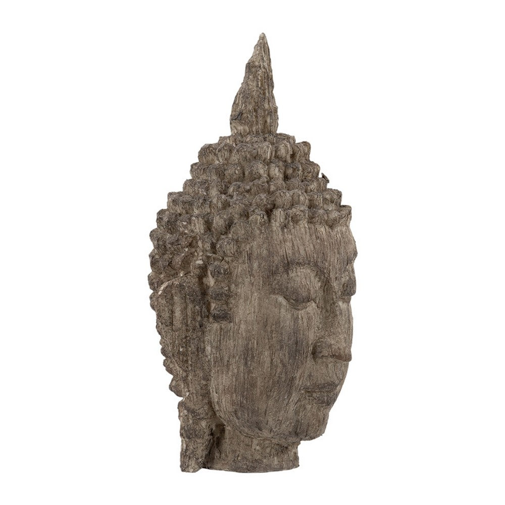 Reva Meditating Buddha Head Sculpture, Rustic Distressed Brown 12 Inch - BM350247