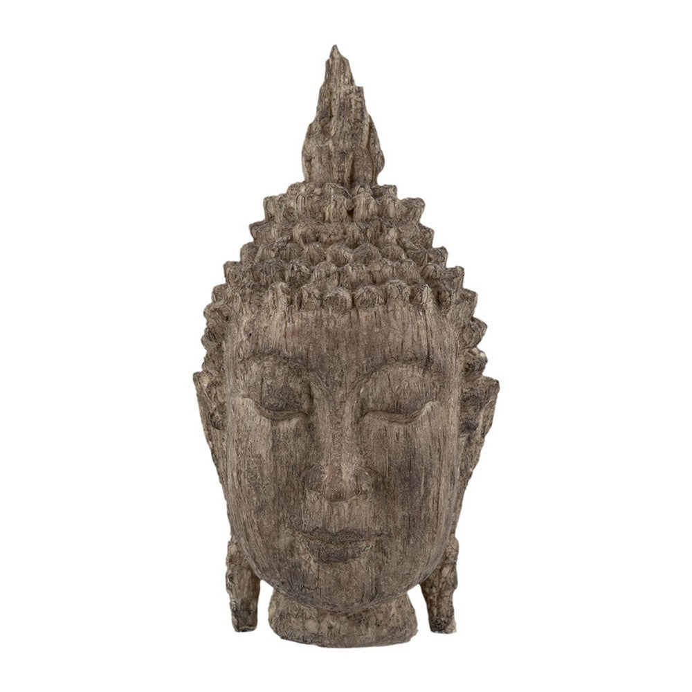Reva Meditating Buddha Head Sculpture, Rustic Distressed Brown 12 Inch - BM350247