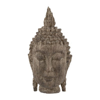 Reva Meditating Buddha Head Sculpture, Rustic Distressed Brown 12 Inch - BM350247