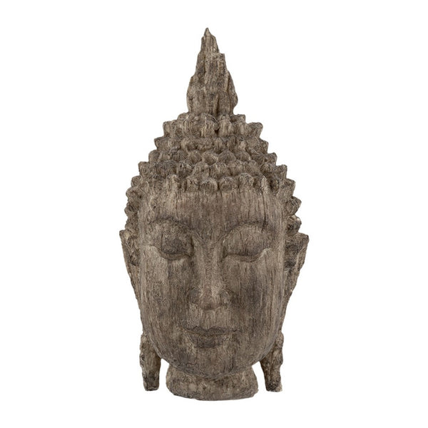 Reva Meditating Buddha Head Sculpture, Rustic Distressed Brown 12 Inch - BM350247