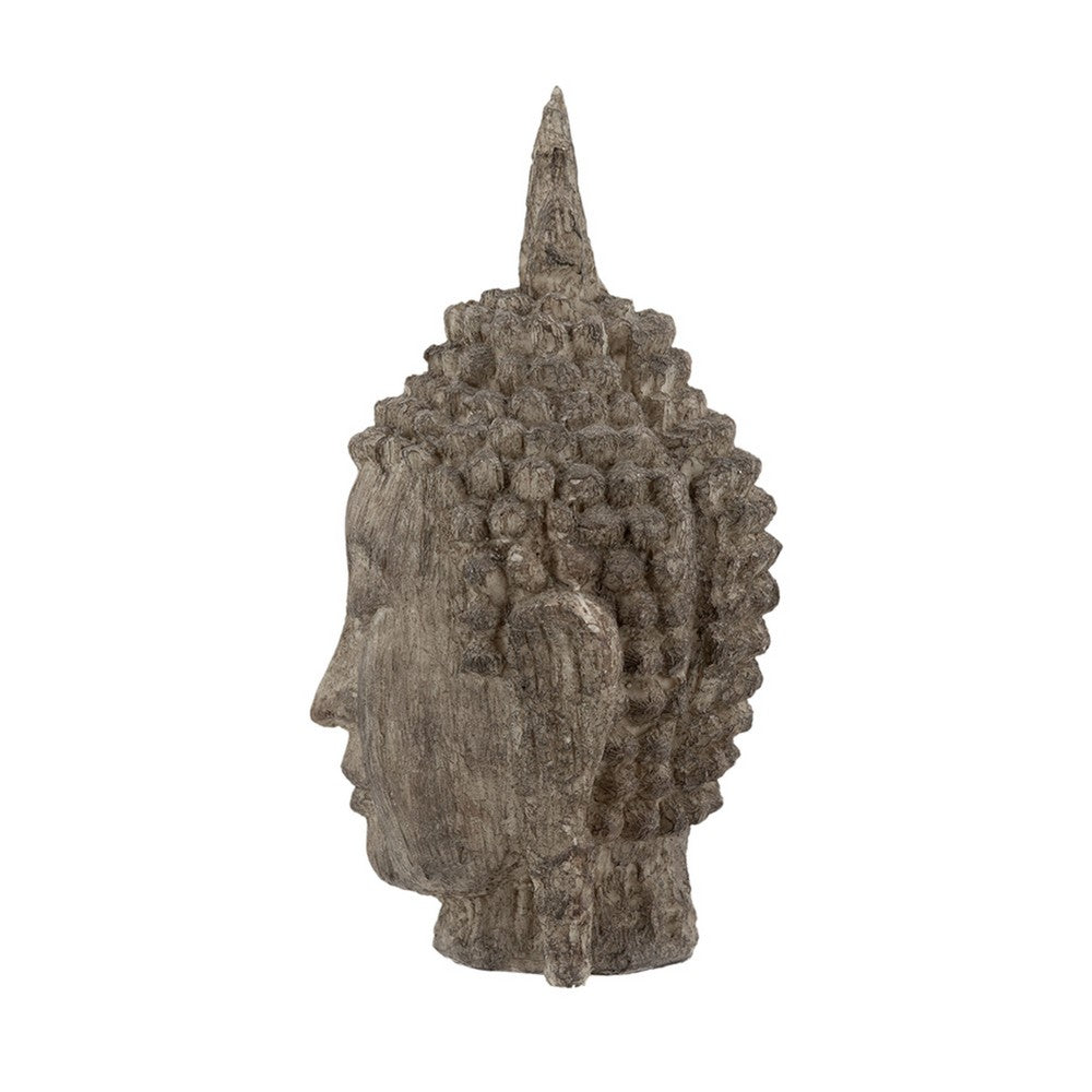 Reva Meditating Buddha Head Sculpture, Rustic Distressed Brown 12 Inch - BM350247