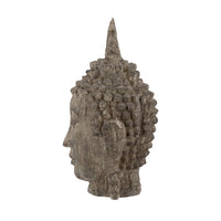 Reva Meditating Buddha Head Sculpture, Rustic Distressed Brown 12 Inch - BM350247