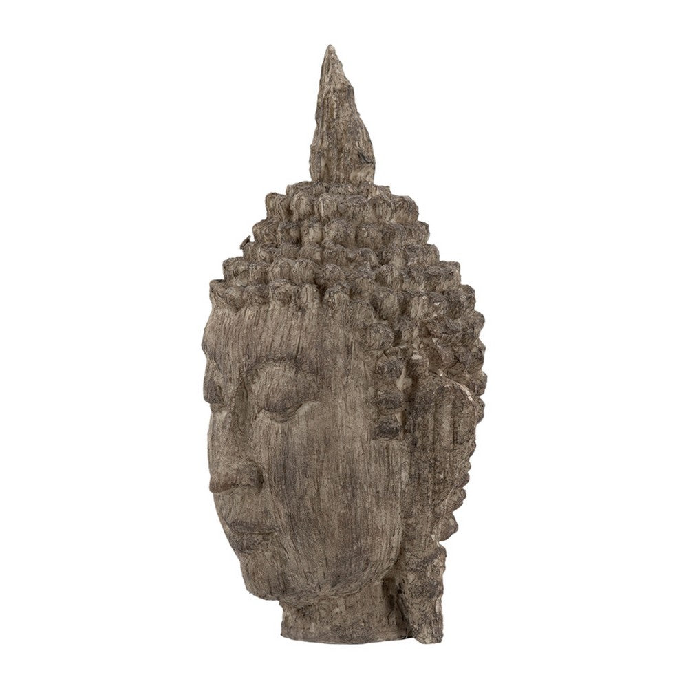 Reva Meditating Buddha Head Sculpture, Rustic Distressed Brown 12 Inch - BM350247