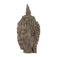 Reva Meditating Buddha Head Sculpture, Rustic Distressed Brown 12 Inch - BM350247