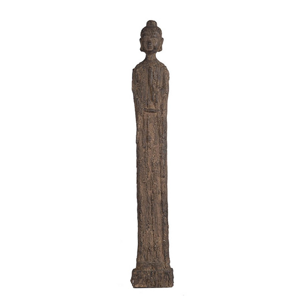 Reva Standing Buddha Sculpture, Distressed Brown Polyresin 24 Inch - BM350248