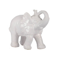 Decorative Figurine, 9 Inch Trumpeting Elephant, Glazed White Dolomite - BM350251