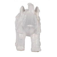 Decorative Figurine, 9 Inch Trumpeting Elephant, Glazed White Dolomite - BM350251