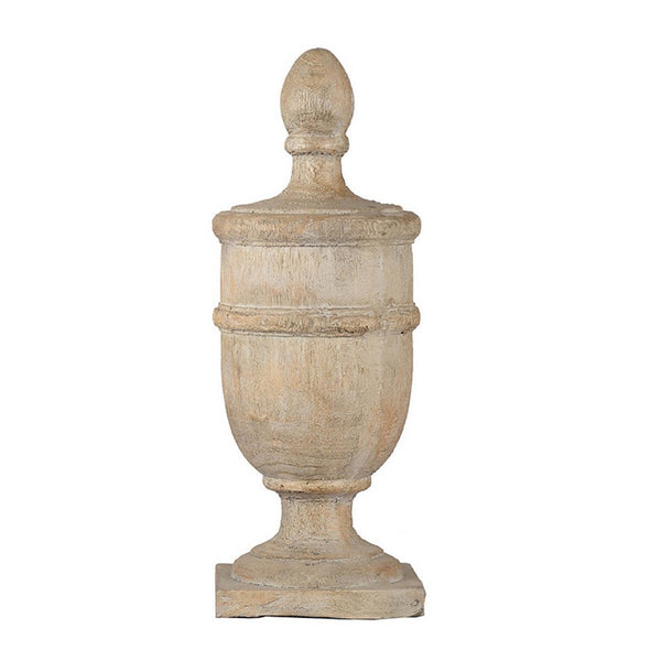 Chester Finial Tabletop Decor, Whitewashed Beige Polyresin, 22 Inch - BM350253