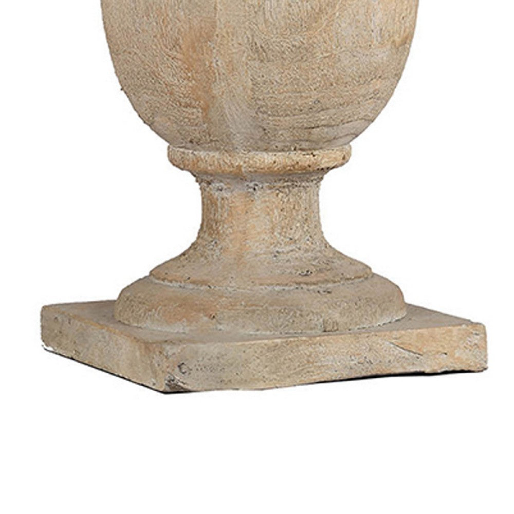 Chester Finial Tabletop Decor, Whitewashed Beige Polyresin, 22 Inch - BM350253
