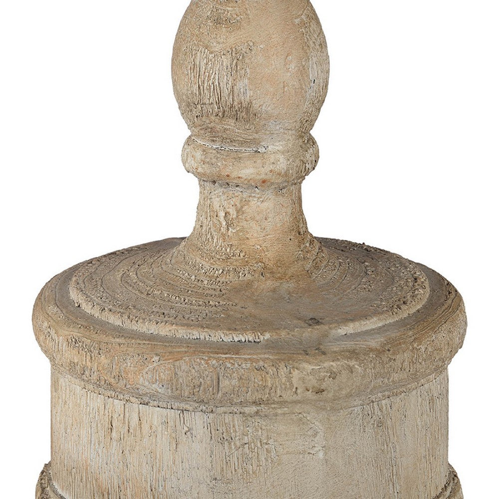 Chester Finial Tabletop Decor, Whitewashed Beige Polyresin, 22 Inch - BM350253