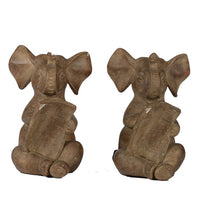 Accent Bookends Set of 2, Reading Elephants, Antique Brown, 9 Inch - BM350254