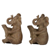 Accent Bookends Set of 2, Reading Elephants, Antique Brown, 9 Inch - BM350254
