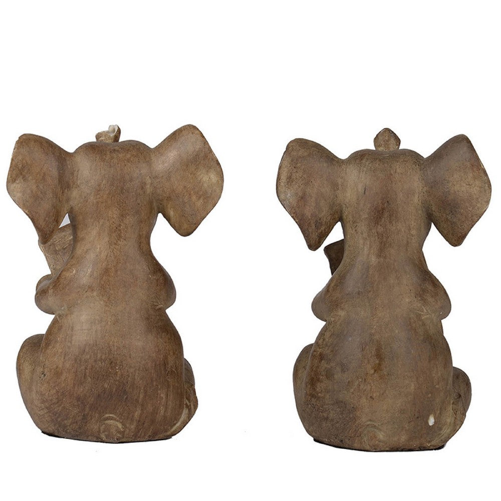 Accent Bookends Set of 2, Reading Elephants, Antique Brown, 9 Inch - BM350254