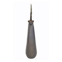 Decorative Bottle with Sculpted Gold Leaf Lid, 23 Inch Gray Glass - BM350255