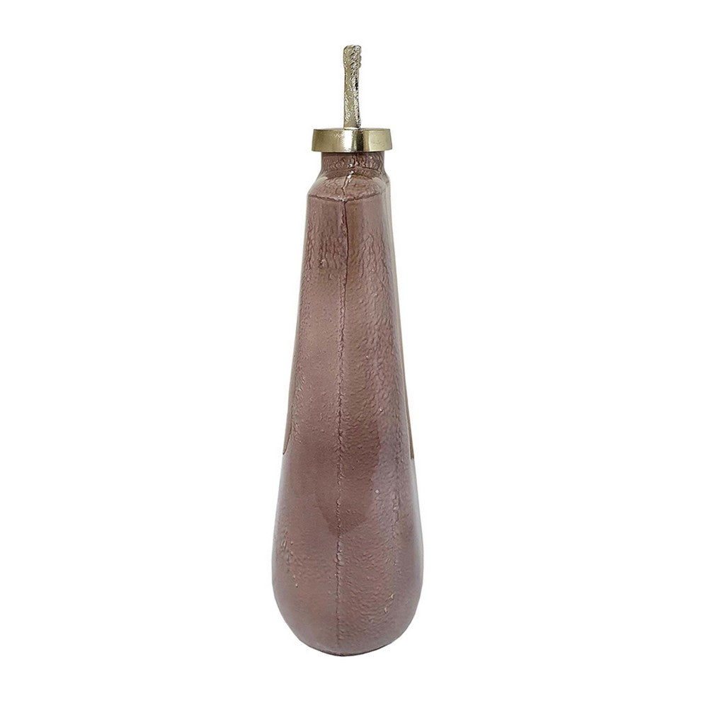 Decorative Bottle with Gold Lid, 19 Inch Muted Pink Textured Glass Body - BM350256