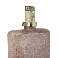 Decorative Bottle with Gold Lid, 19 Inch Muted Pink Textured Glass Body - BM350256