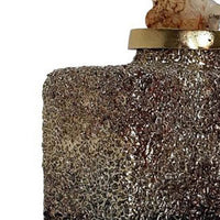 Decorative Bottle, Gold Glitter and Stone Lid, 15 Inch Black Glass - BM350257