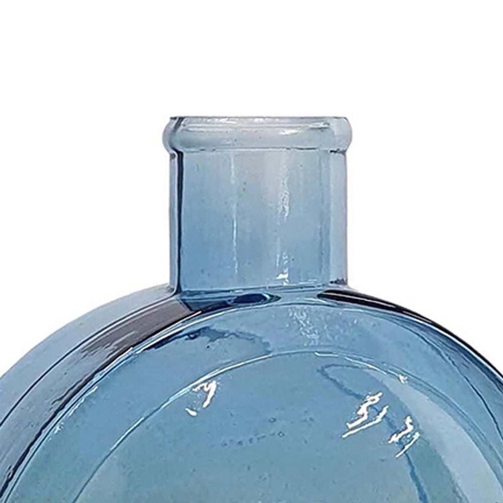 Decorative Floral Vase, Ocean Blue Glass with Stone Motif, 8 Inch - BM350259