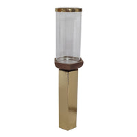 Gemo Hurricane Candle Holder with Gold Base, Mango Wood Accent 21 Inch - BM350260