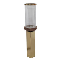 Gemo Hurricane Candle Holder with Gold Base, Mango Wood Accent 21 Inch - BM350260