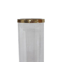 Gemo Hurricane Candle Holder with Gold Base, Mango Wood Accent 21 Inch - BM350260