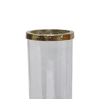 Gemo Hurricane Candle Holder with Gold Base, Mango Wood Accent 20 Inch - BM350261