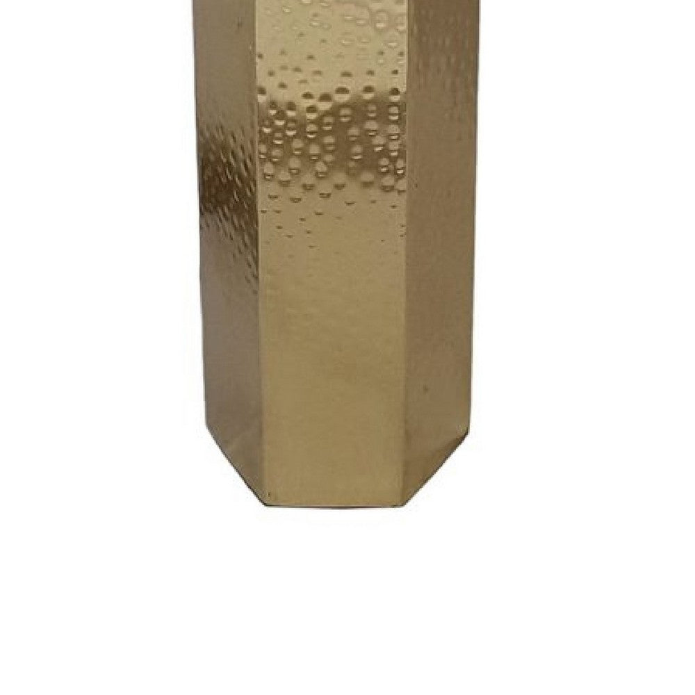 Gemo Hurricane Candle Holder with Gold Base, Mango Wood Accent 18 Inch - BM350262