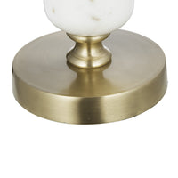 Kez Hurricane Candle Holder, White Marble, 16 Inch Turned Gold Accent - BM350265