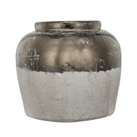 Accent Flower Vase, Rustic Bronze and Silver Terracotta, 13 Inch Round - BM350268