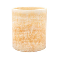 Decorative Candle Holder, Yellow Stone Cylindrical Body, 6 Inch - BM350269