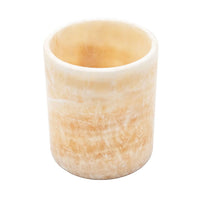 Decorative Candle Holder, Yellow Stone Cylindrical Body, 6 Inch - BM350269