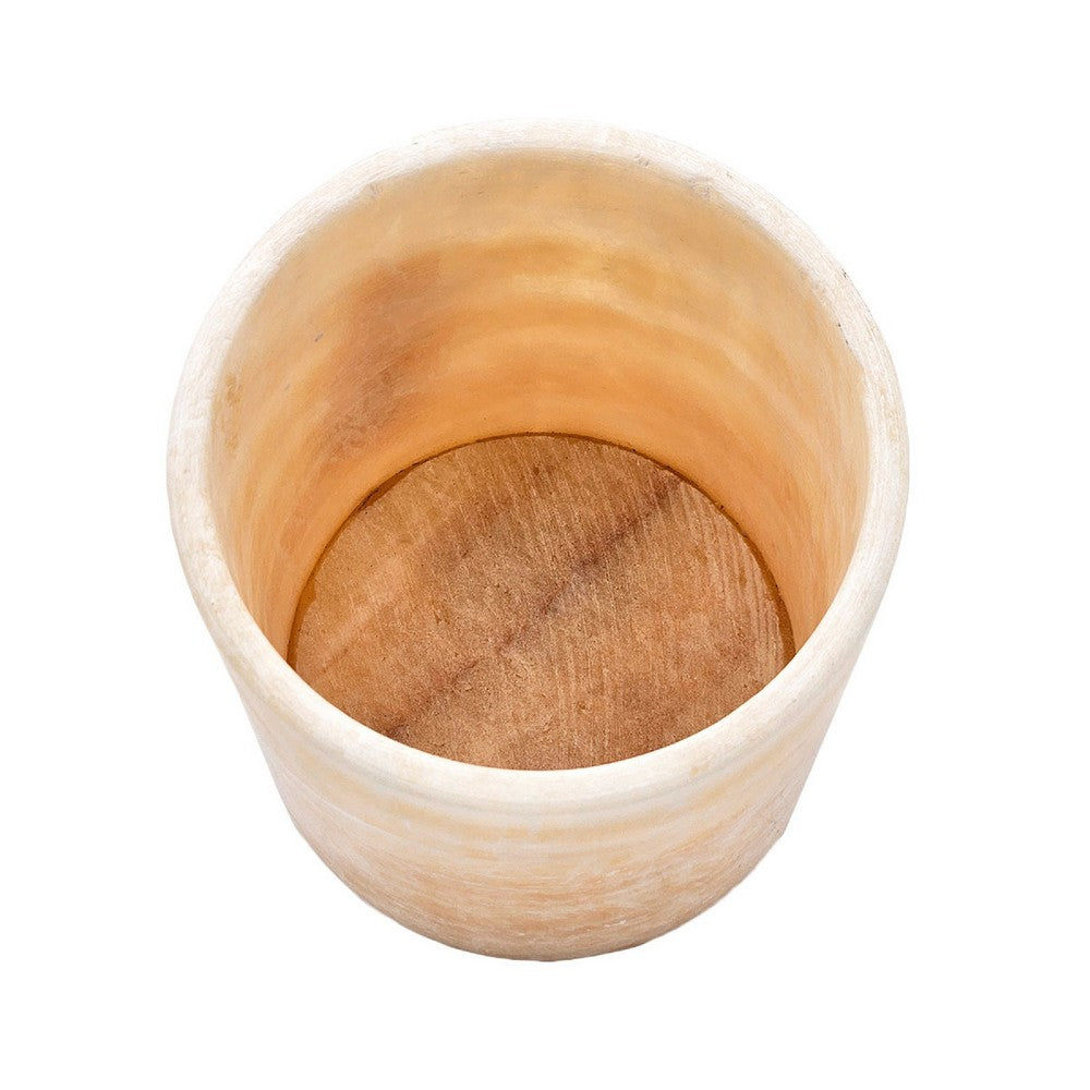Decorative Candle Holder, Yellow Stone Cylindrical Body, 6 Inch - BM350269