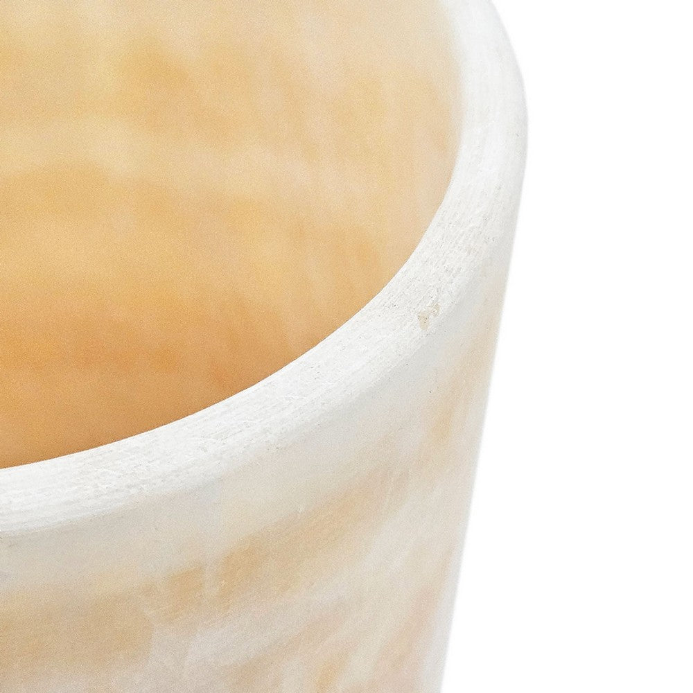 Decorative Candle Holder, Yellow Stone Cylindrical Body, 6 Inch - BM350269